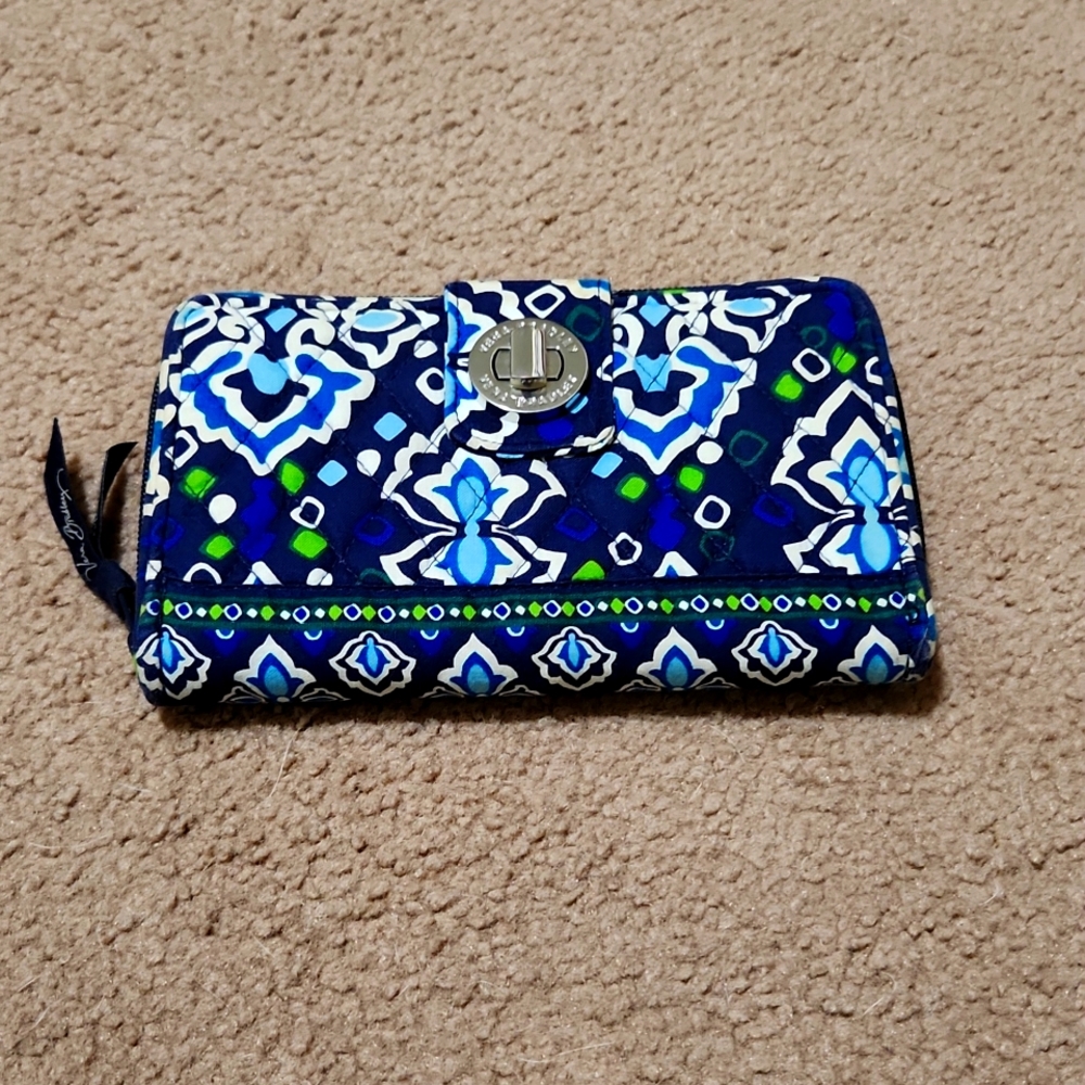 Vera Bradley Turnlock Wallet in shades of blue